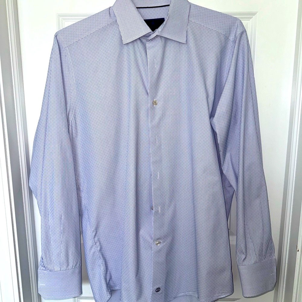 David Donahue Trim Fit Dress Shirt, 16.5 - 34/35 (light blue)